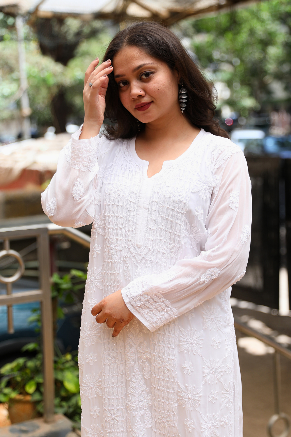 Israa Viscose Designer Jaal  Add On Cutdana And Pearl Work Chikankari Kurti