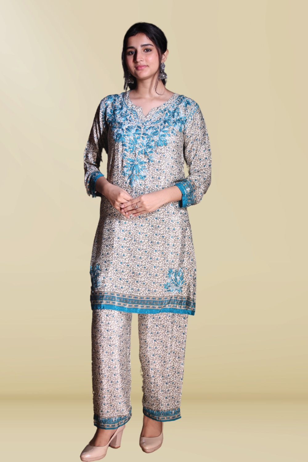 Rasha Premium Crepe Silk Chikankari Digital Print Co-ord Set