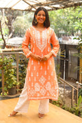 Afsha Chanderi Silk 3D Chikankari And Mukaish Kurti