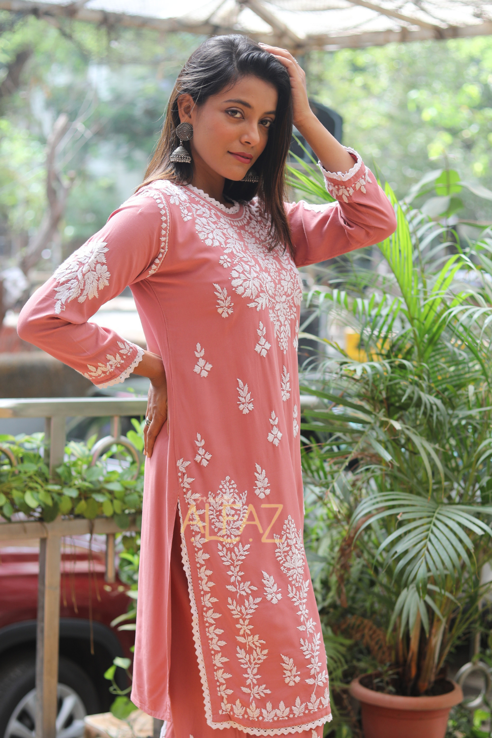 Hafsa Rayon Chikankari Afghani Set