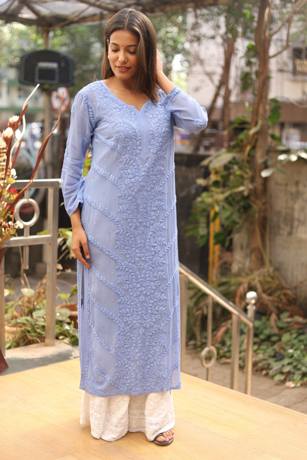 Nawal Premium Viscose 3D Chikankari & Mukaish KURTI
