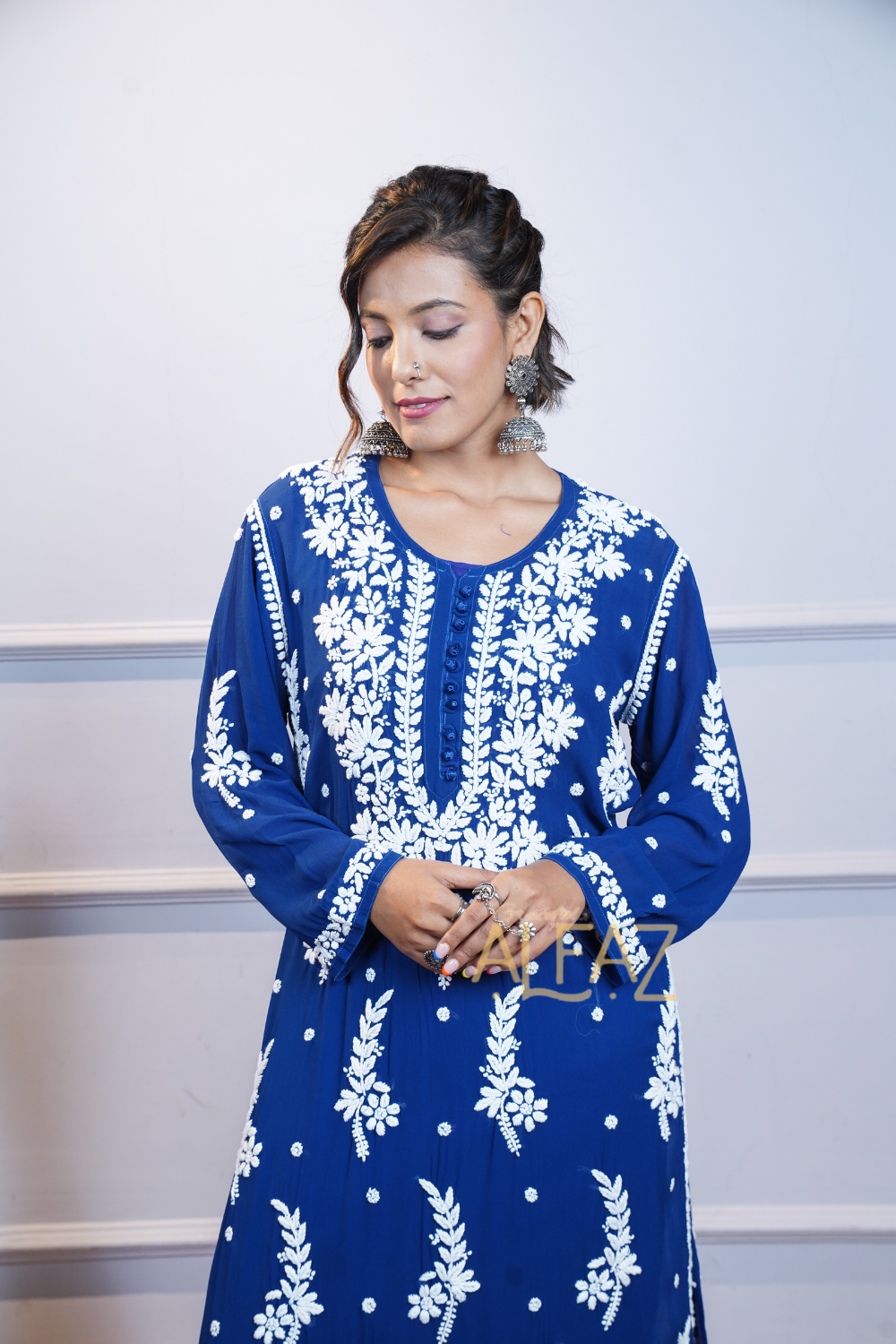 Hala Viscose 3D Chikankari Designer  Kurti