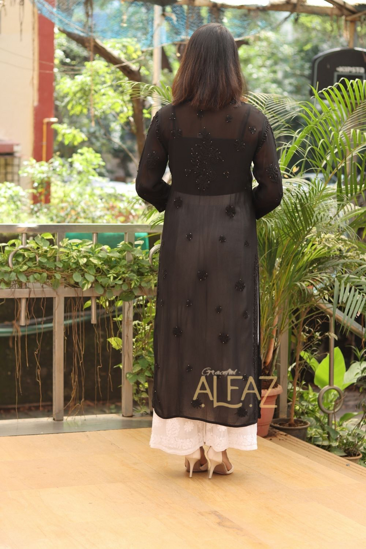 Suha Viscose 3D Chikankari With Mukaish Tone To Tone Kurti