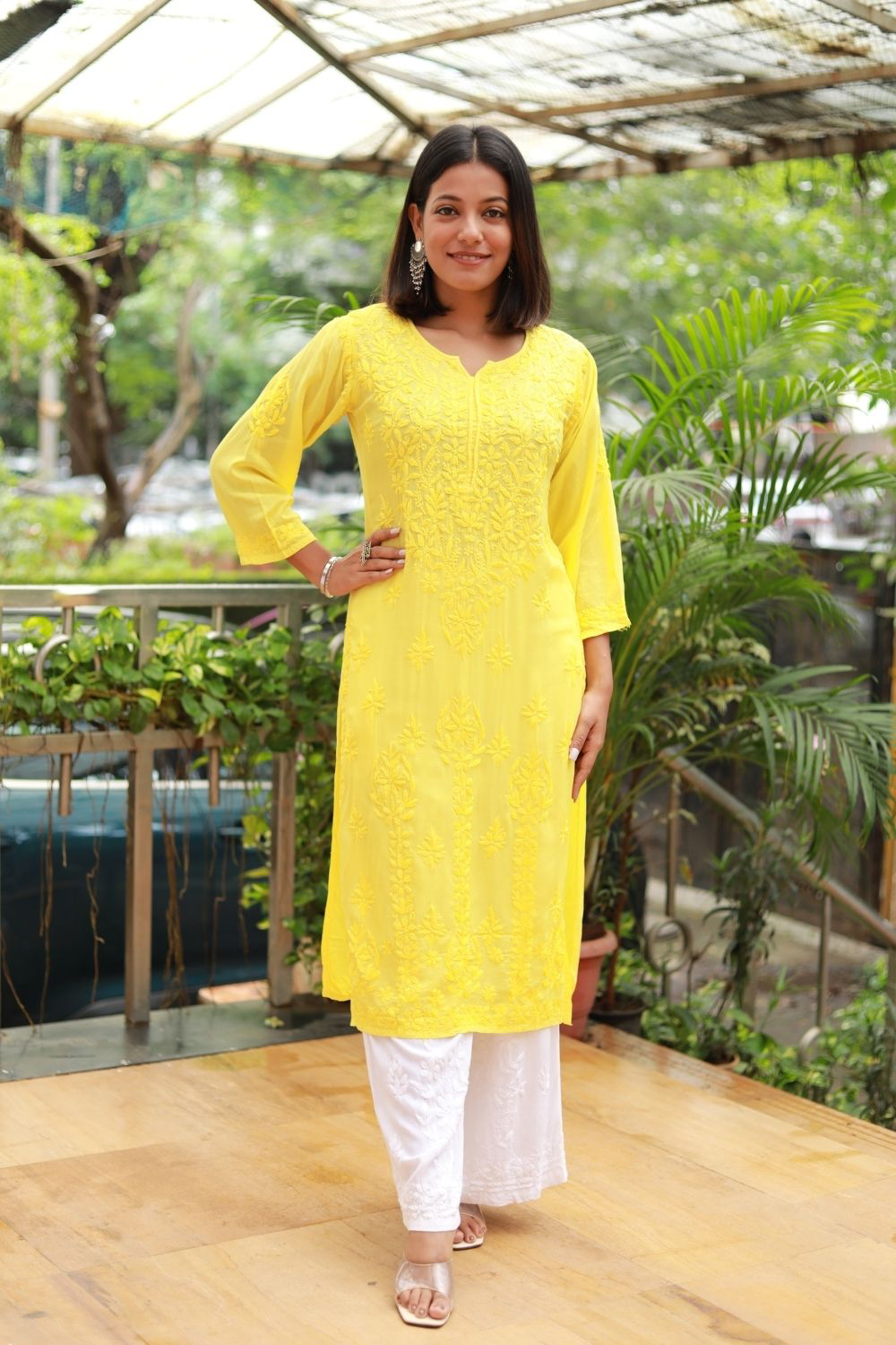 Chandni Modal Chikankari Kurti Tone to Tone