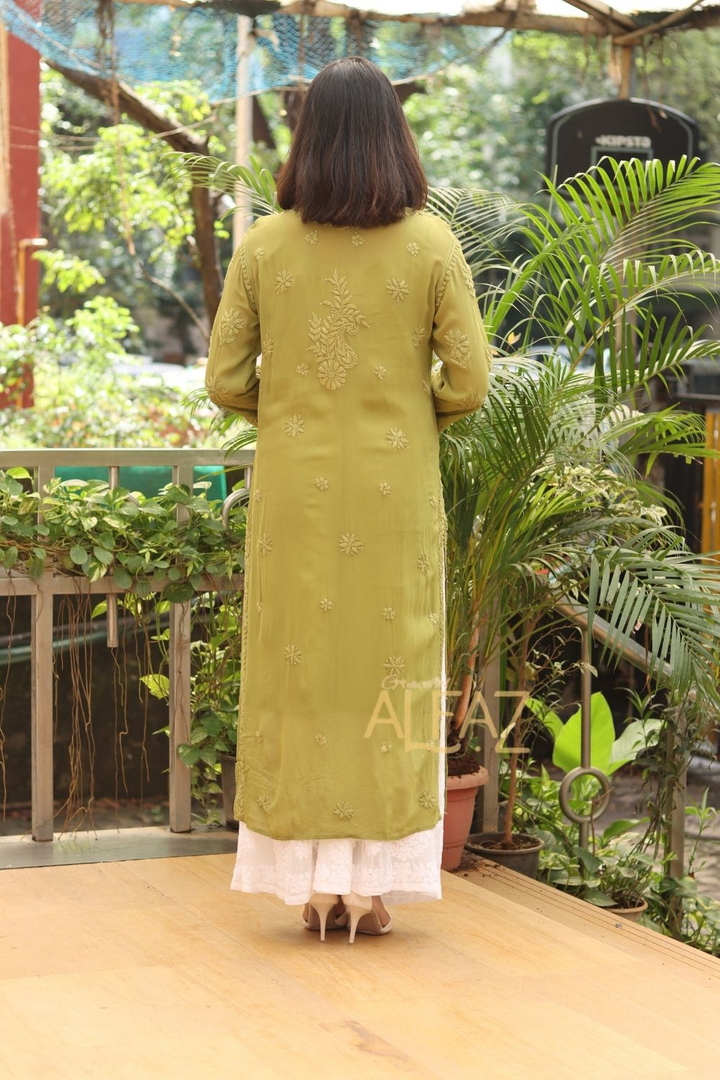 Suha Viscose 3D Chikankari With Mukaish Tone To Tone Kurti