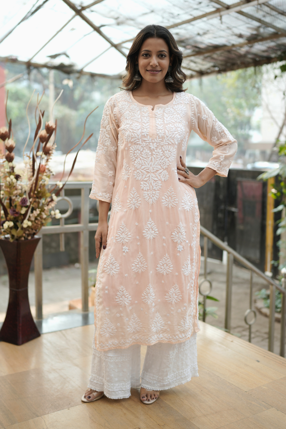 Ishani Muslin  Premium 3D Chikankari Kurti