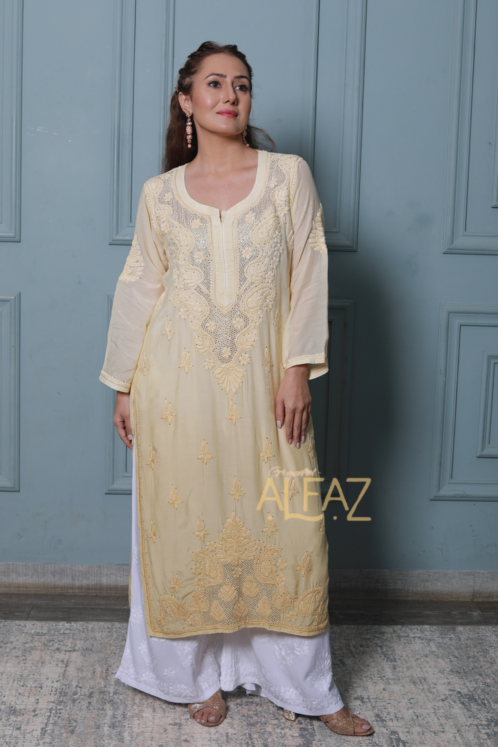 Fazia Premium Muslin 3D Chikankari & Mukaish Kurti