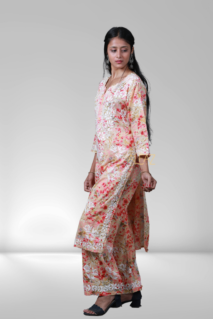 mulmul chikankari kurta set