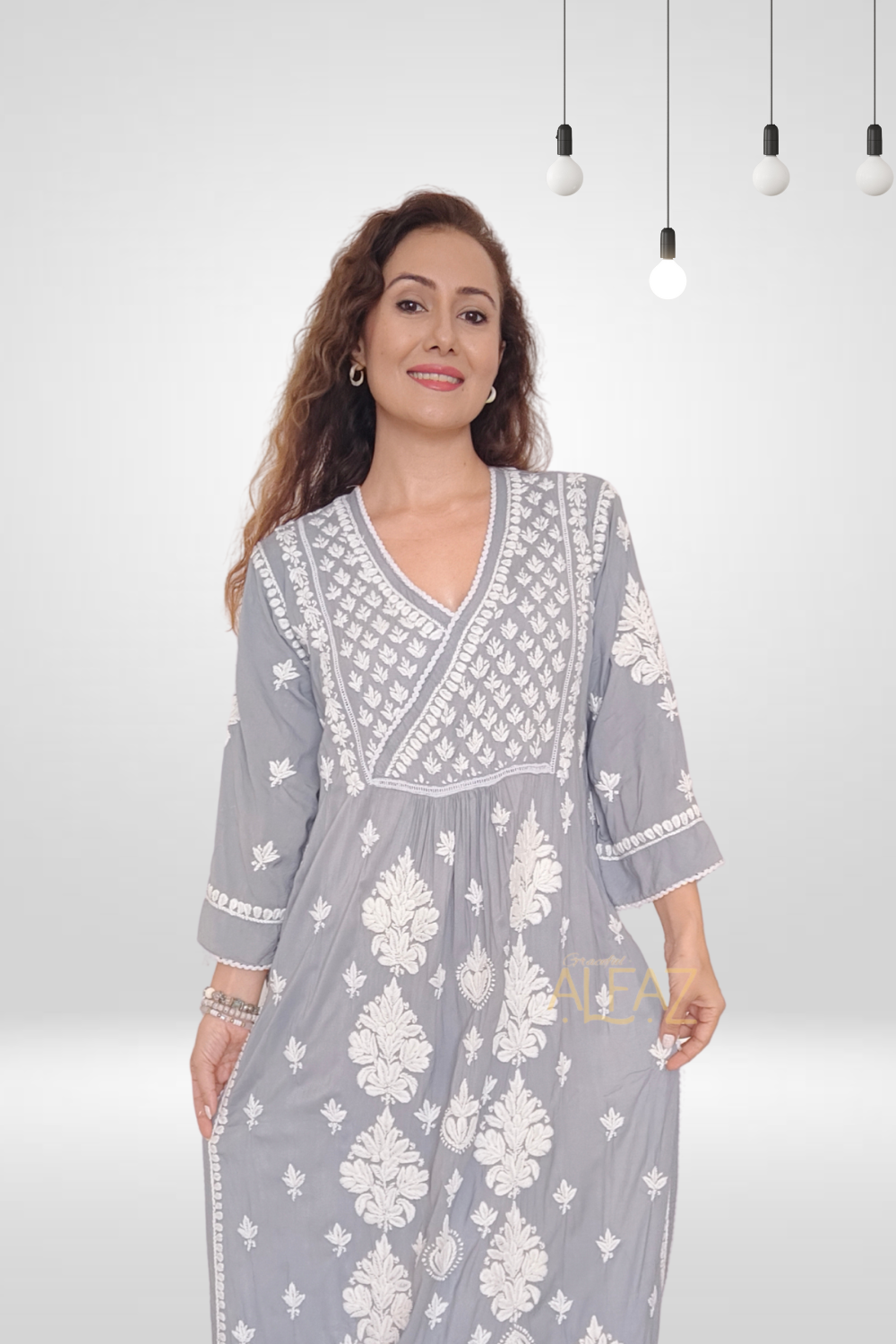 Jamila Modal Chikankari Yoke Long Kurti – Stylish and Elegant