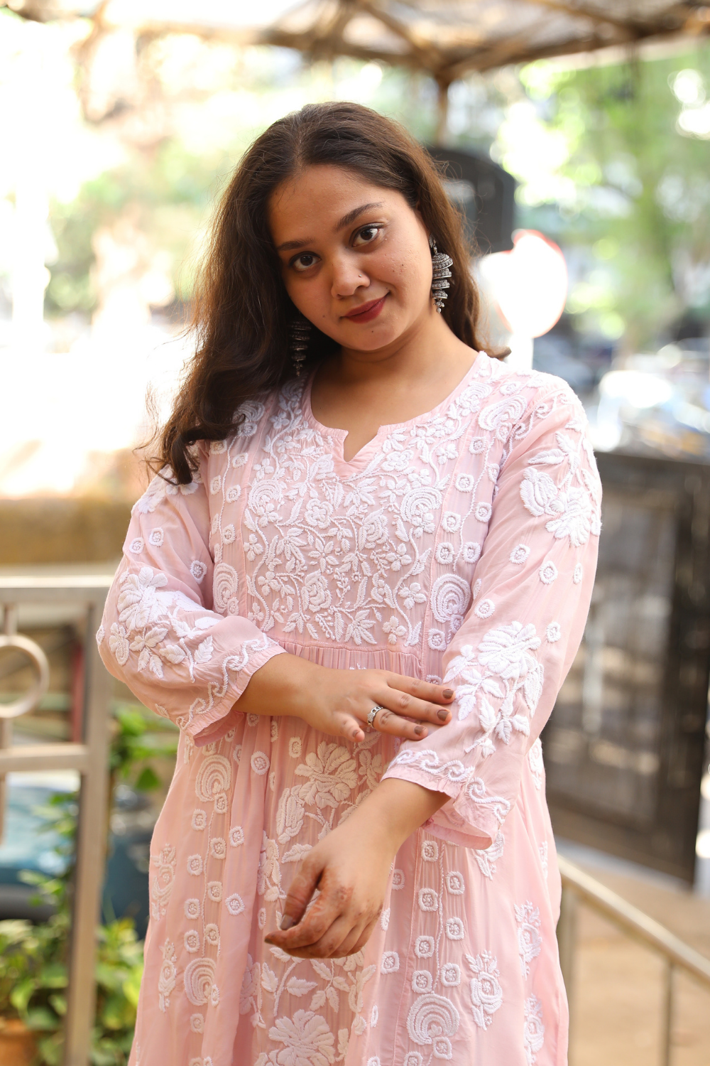 Rabia 3D  Chikankari A-line Gown | Lucknowi Chikankari Gown