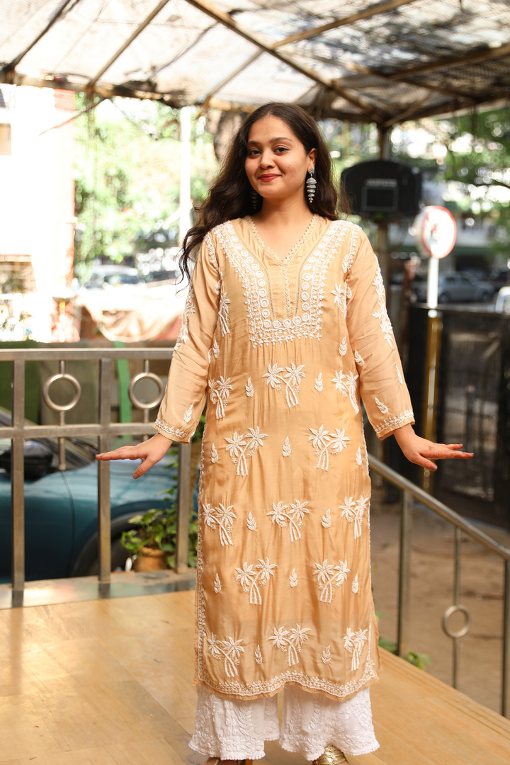 Zara Muslin 3D Chikankari Kurti