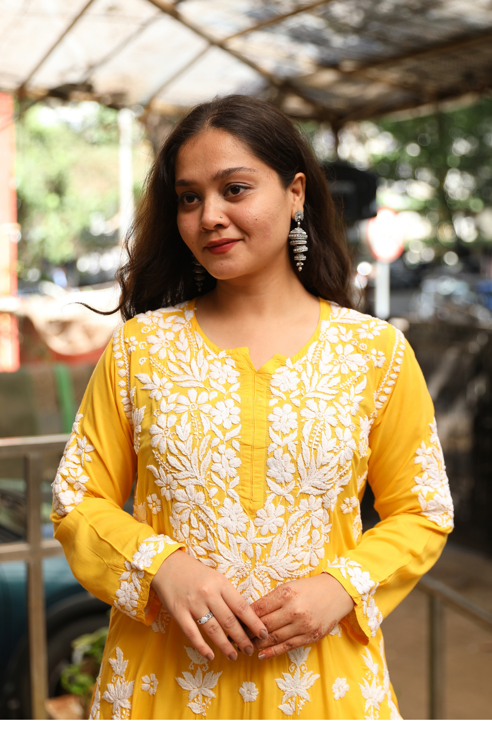 Nadira  Premium Modal Chikankari  3D Long Kurti