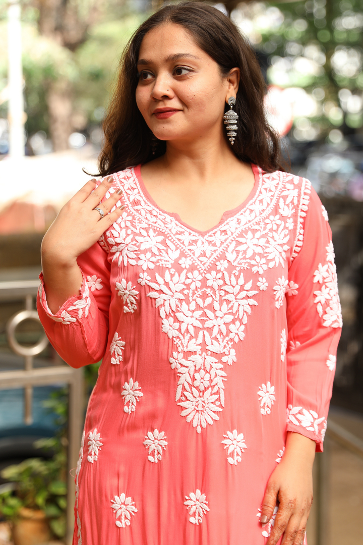 Sofiya Premium Modal Chikankari  3D Long Kurti