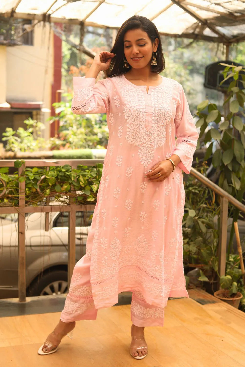 Shahira Chanderi Chikankari Pant Set