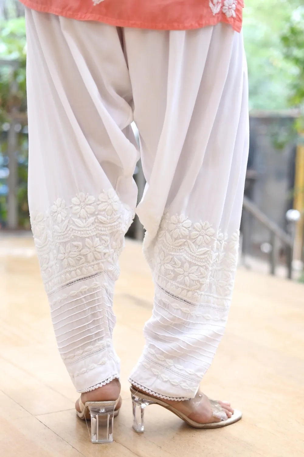 Kriti Rayon 3D Chikankari White Salwar