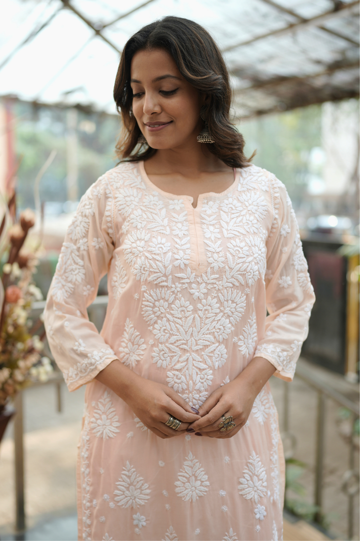 Ishani Muslin  Premium 3D Chikankari Kurti