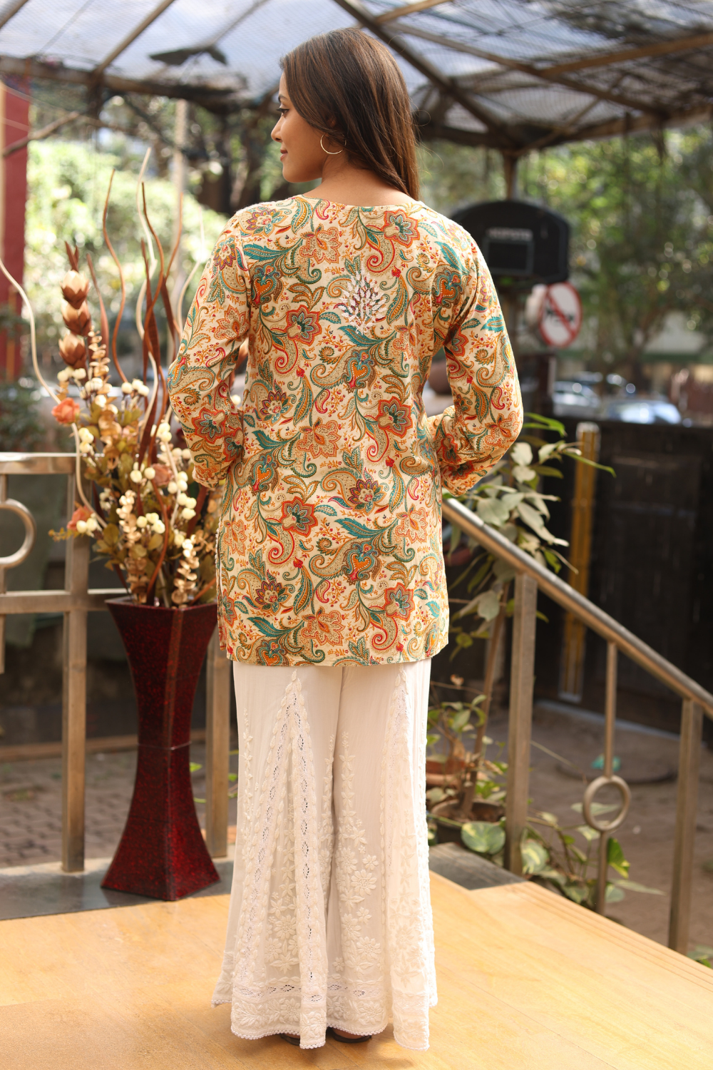 Falak Printed Rayon Chikankari Short Kurti