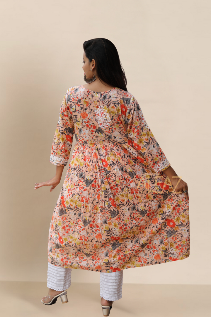 Stylish Chikankari Angrakha Gown - Shahida Mulmul Collection