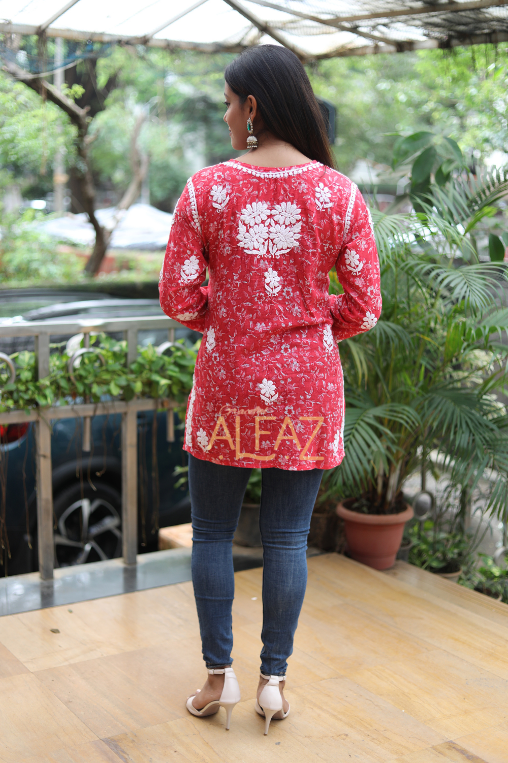 Falak Printed Mulmul 3D Chikankari Short Kurti