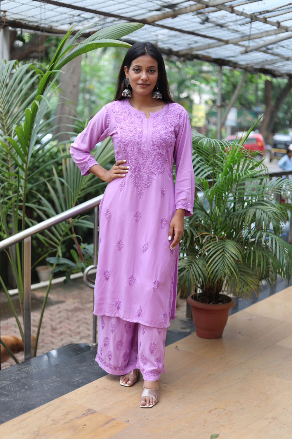 chikankari plazo set