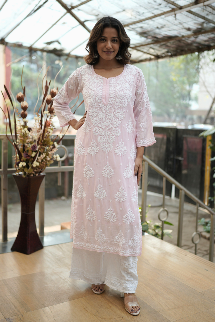 Ishani Muslin  Premium 3D Chikankari Kurti