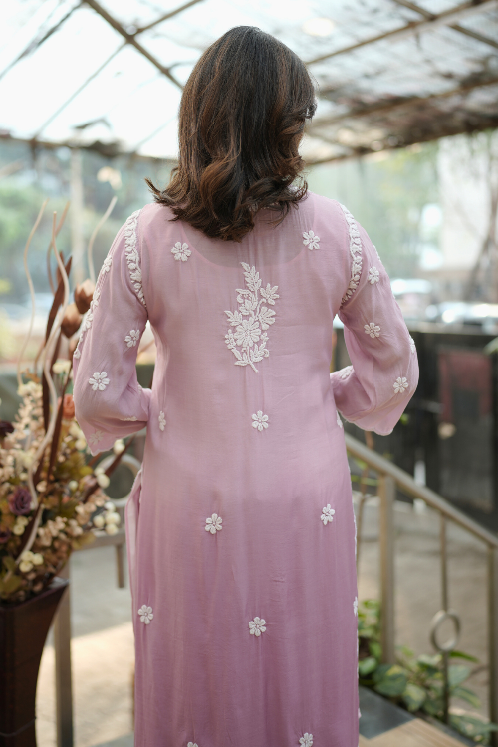 Hiba  Premium Muslin 3D Chikankari Ombre  Cutwork Kurti Palazzo Set