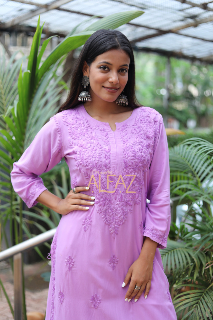 Mariya Rayon Chikankari Tone To Tone Kurti Palazzo Set | Chikankari Plazo Set