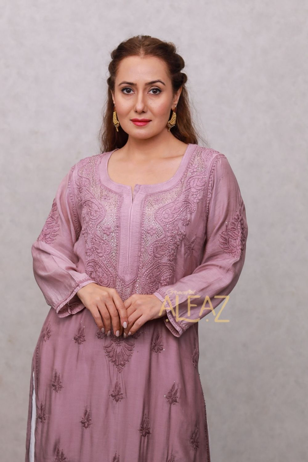 Fazia Premium Muslin 3D Chikankari & Mukaish Kurti