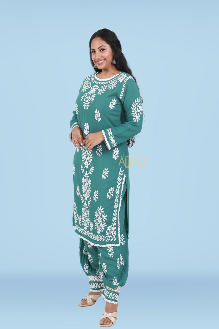 Hafsa Rayon Chikankari Afghani Set