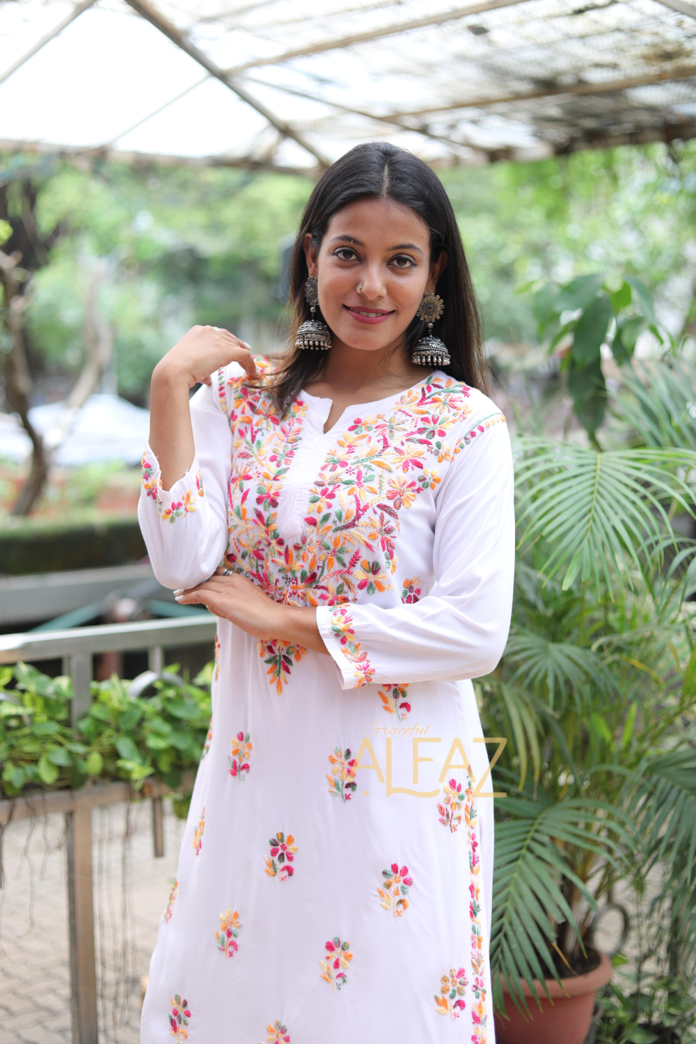 Ekta Rayon Chikankari Long Kurti