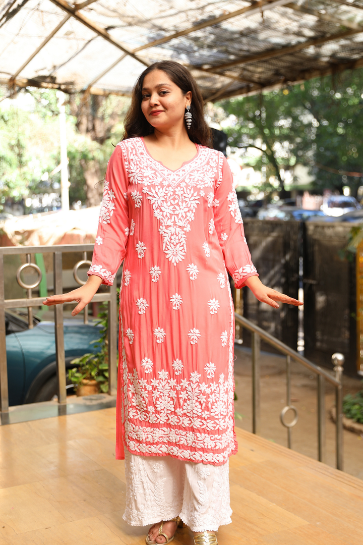 Sofiya Premium Modal Chikankari  3D Long Kurti