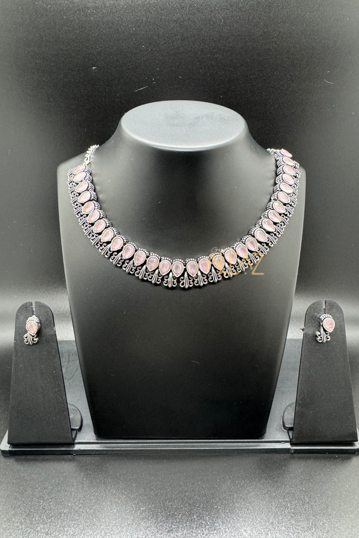 Alfaz Silver Oxidised Necklace Set