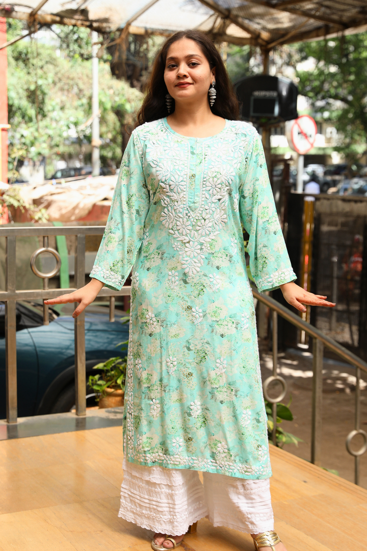 Samah  Rayon Printed Chikankari  Long Kurti