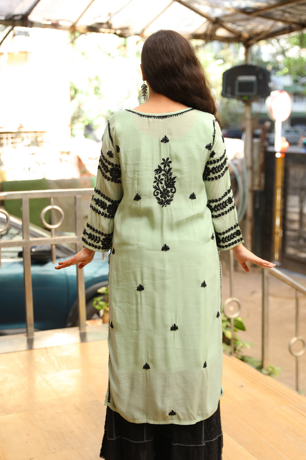 Samira  Muslin 3D Black thread Work  Chikankari Kurti