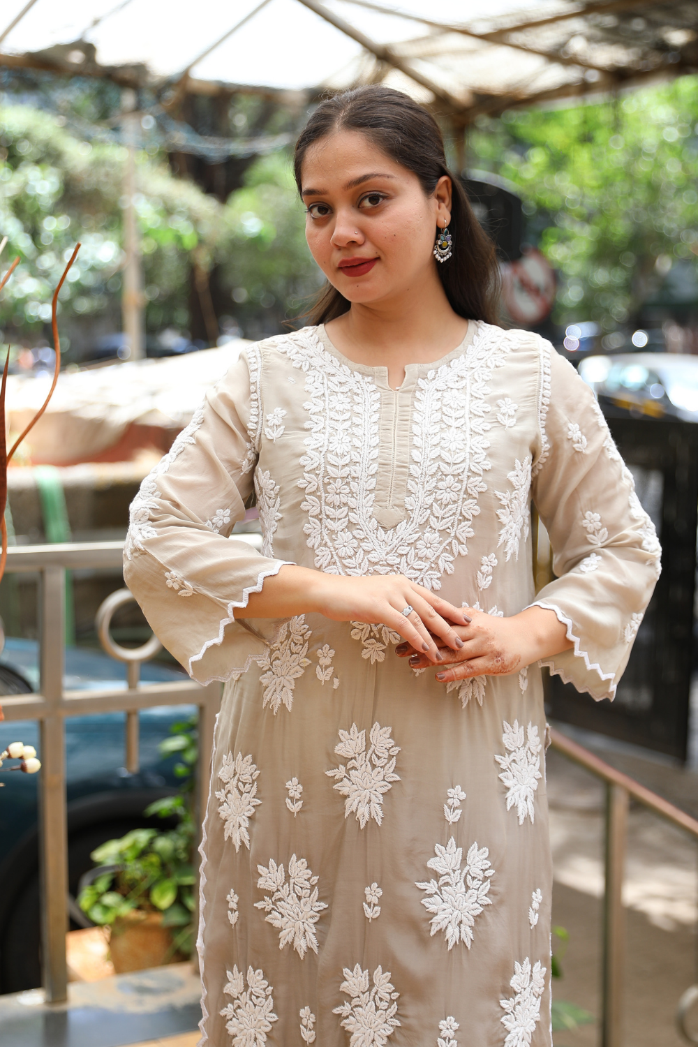 Heer Premium Muslin 3D Chikankari Ombre  Cutwork Kurti Palazzo Set