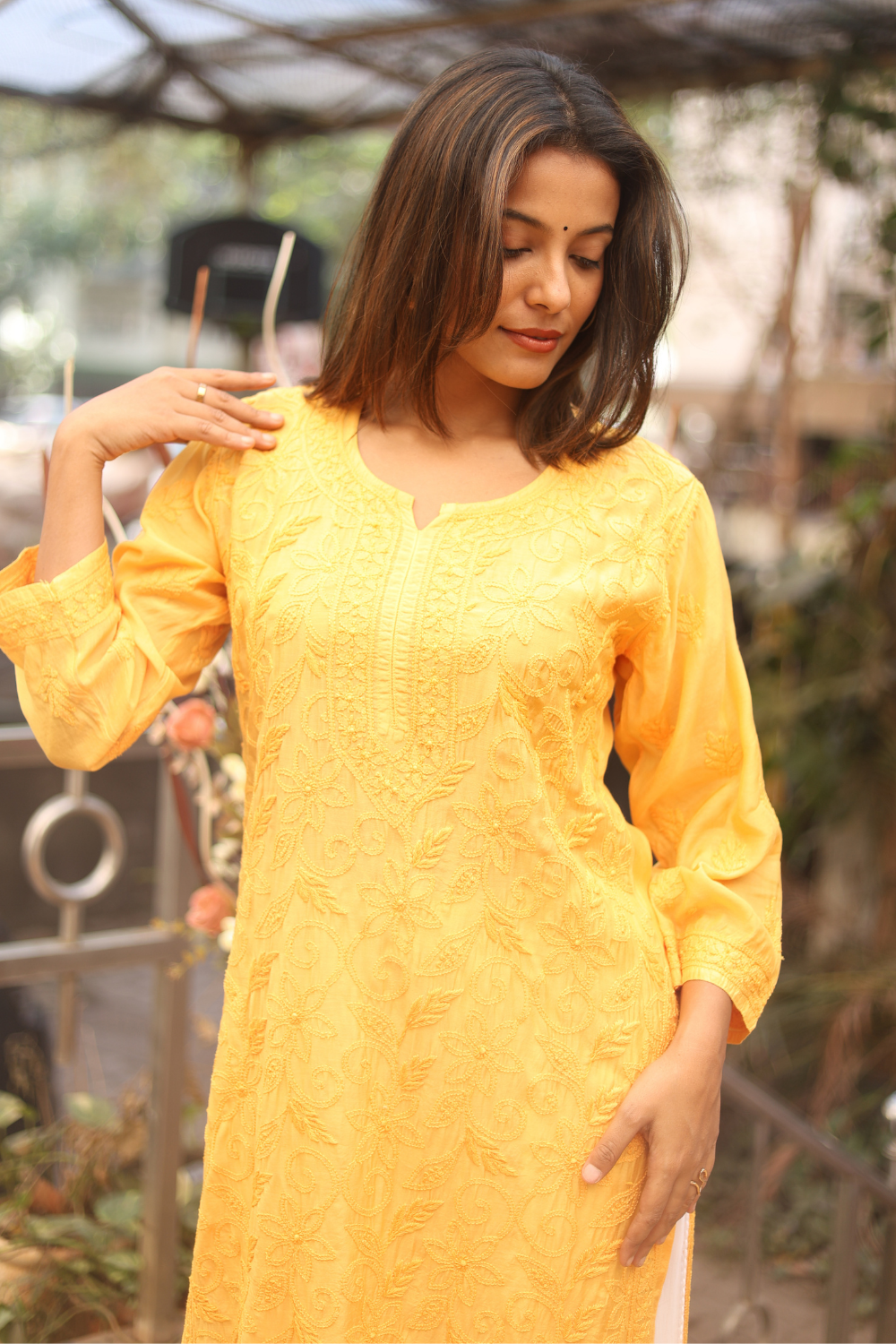 Naina Premium Muslin Jaal  Chikankari  Kurti