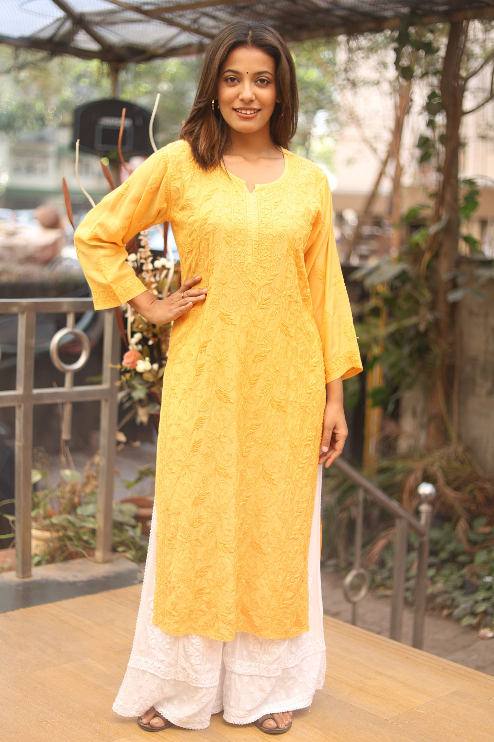 Naina Premium Muslin Jaal  Chikankari  Kurti