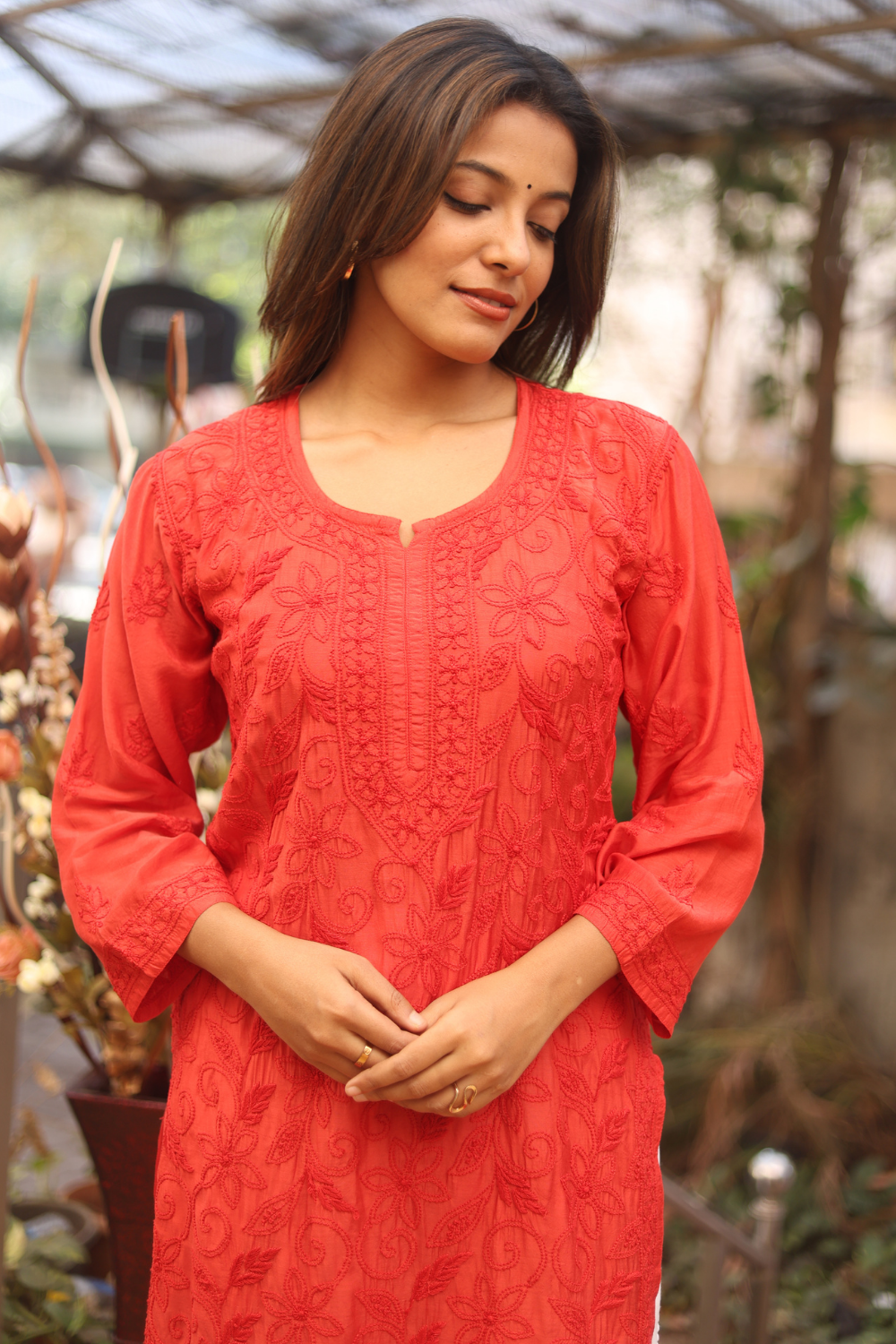 Naina Premium Muslin Jaal  Chikankari  Kurti