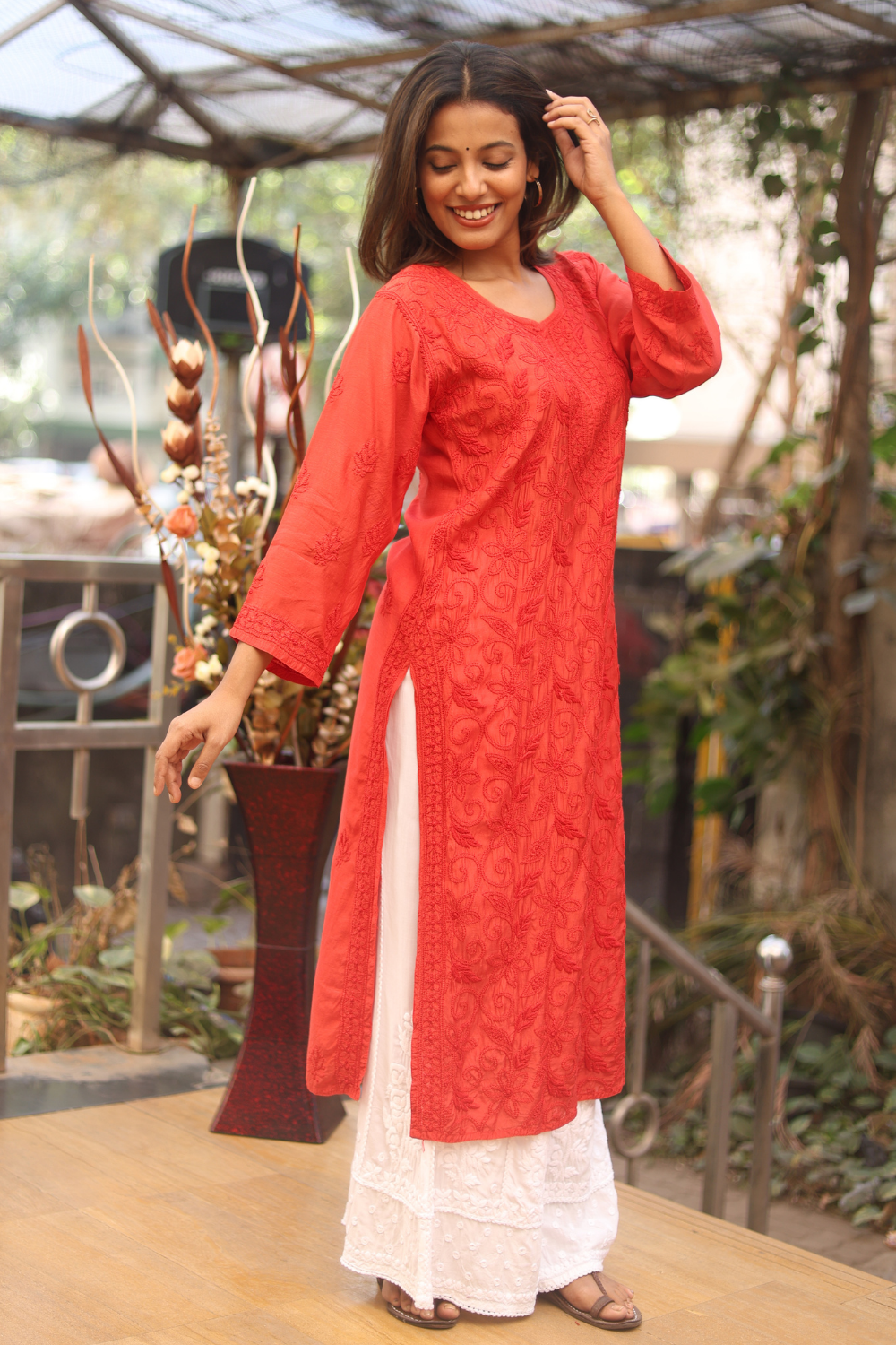Naina Premium Muslin Jaal  Chikankari  Kurti