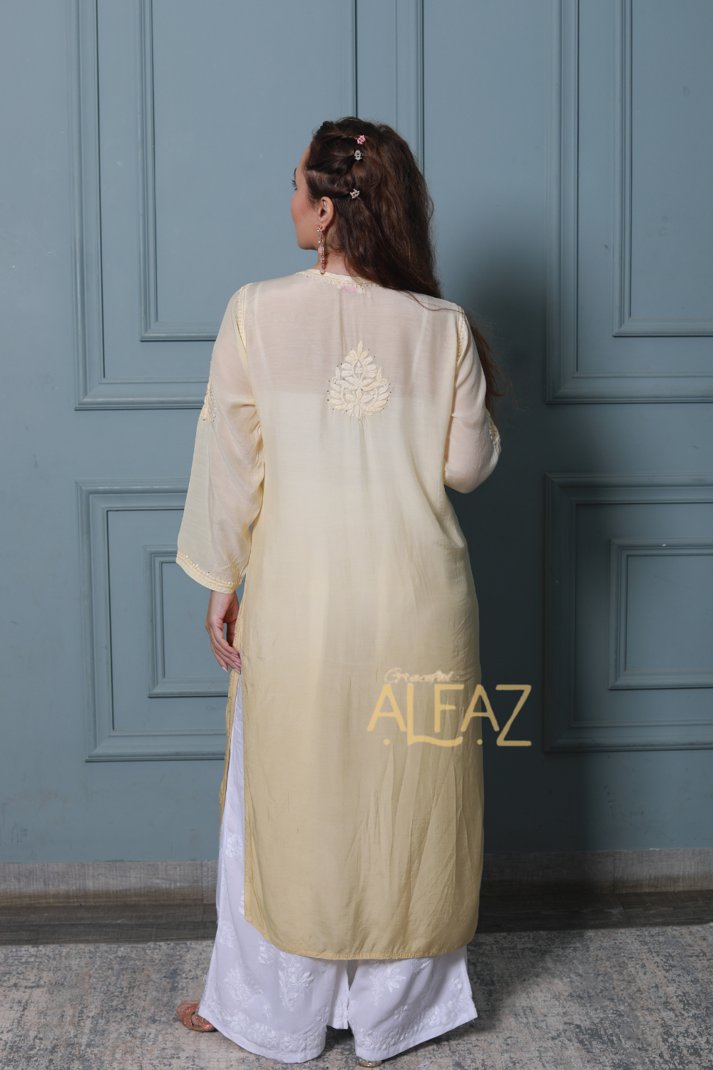 Fazia Premium Muslin 3D Chikankari & Mukaish Plus Size Kurti