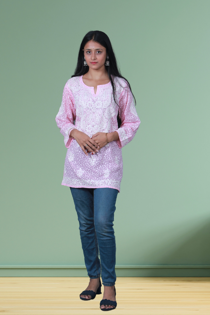 Firdaus Cotton Brasso Short Top -  Rayon Lucknowi Kurti