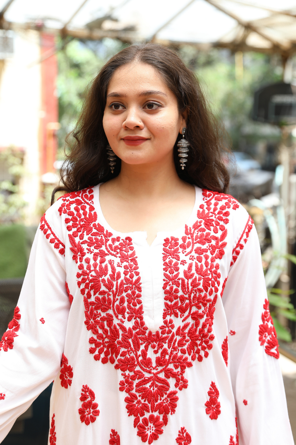 Kausar Rayon 3D Chikankari Designer White Multi