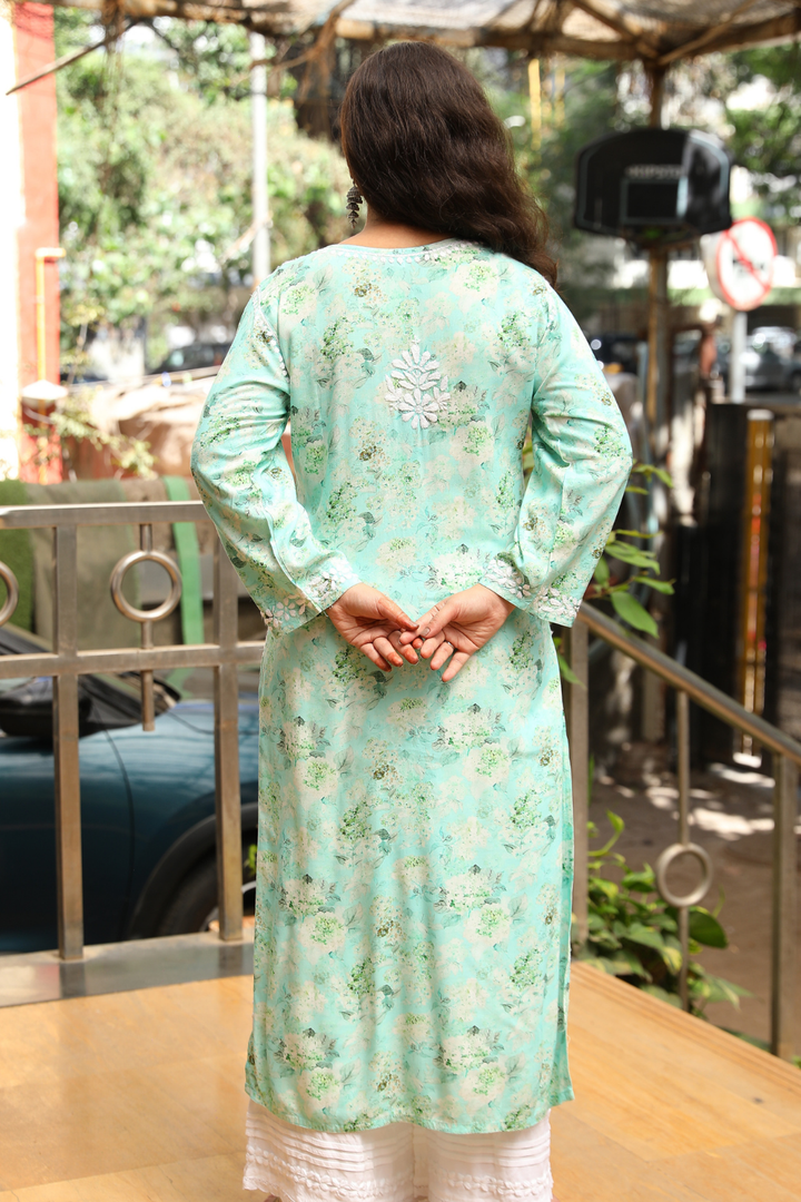 Samah  Rayon Printed Chikankari  Long Kurti