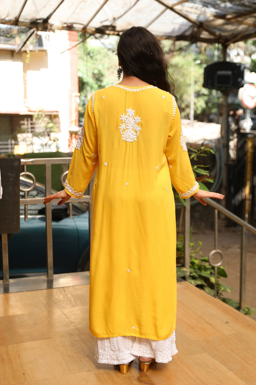 Nadira  Premium Modal Chikankari  3D Long Kurti