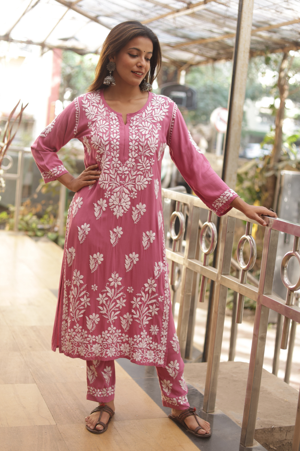 Noura Rayon Chikankari  Kurta Pant set |