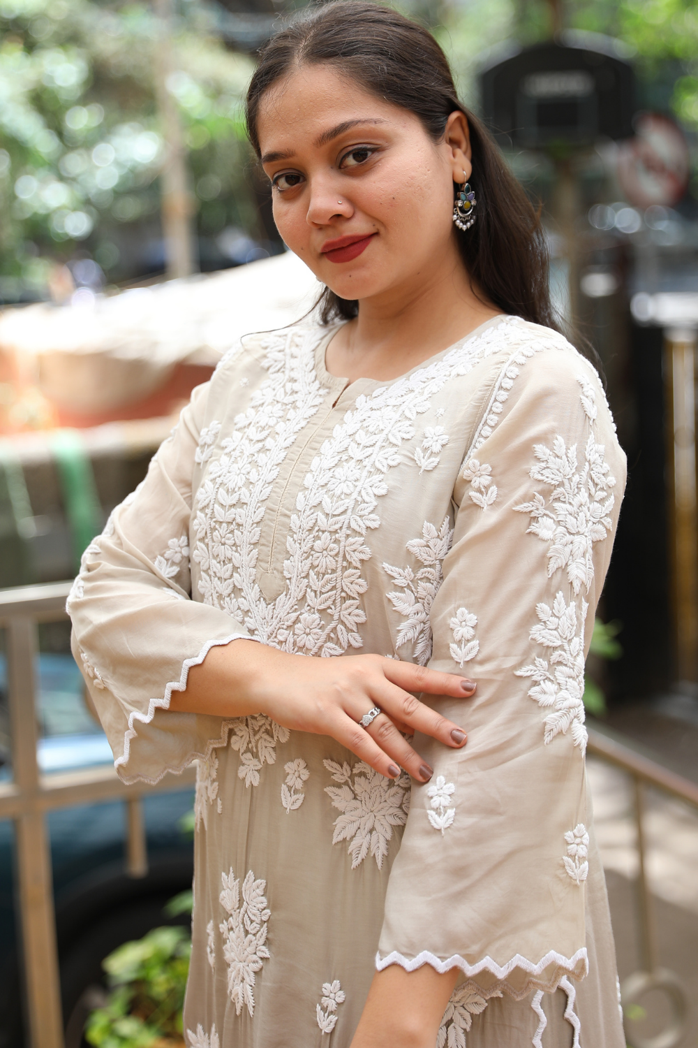 Heer Premium Muslin 3D Chikankari Ombre  Cutwork Kurti Palazzo Set