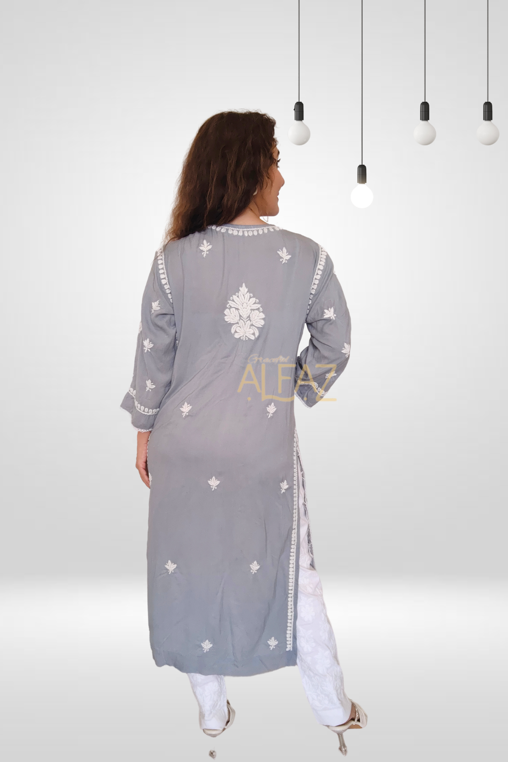 Jamila Modal Chikankari Yoke Long Kurti – Stylish and Elegant