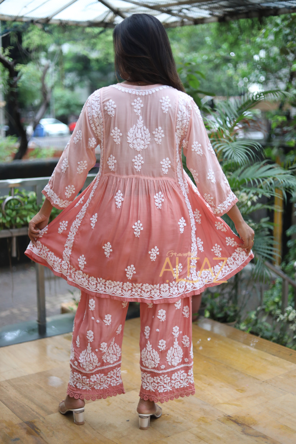 Ruksaar Premium Muslin 3D Chikankari Co-ord Set