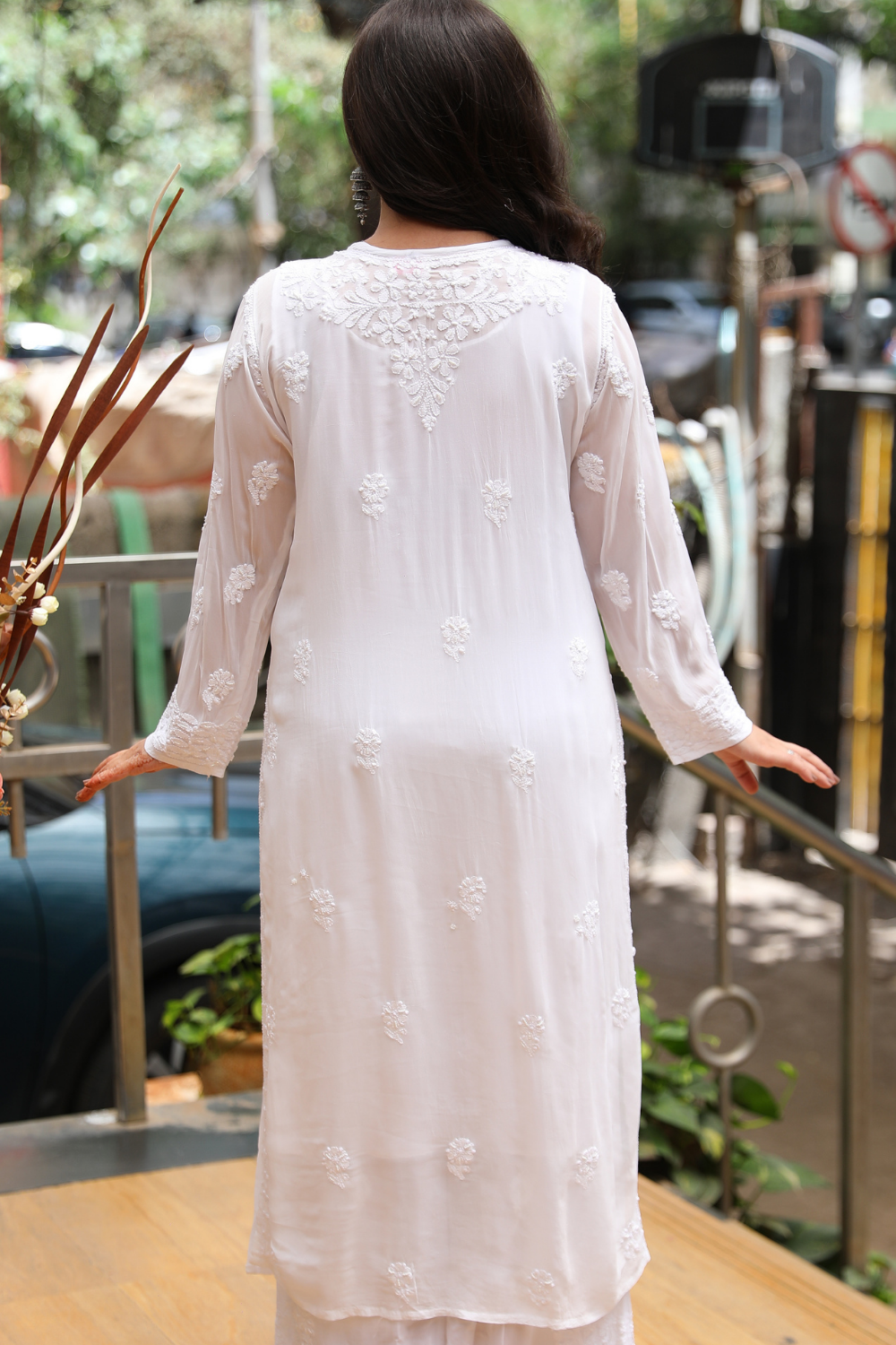 Israa Viscose Designer Jaal  Add On Cutdana And Pearl Work Chikankari Kurti