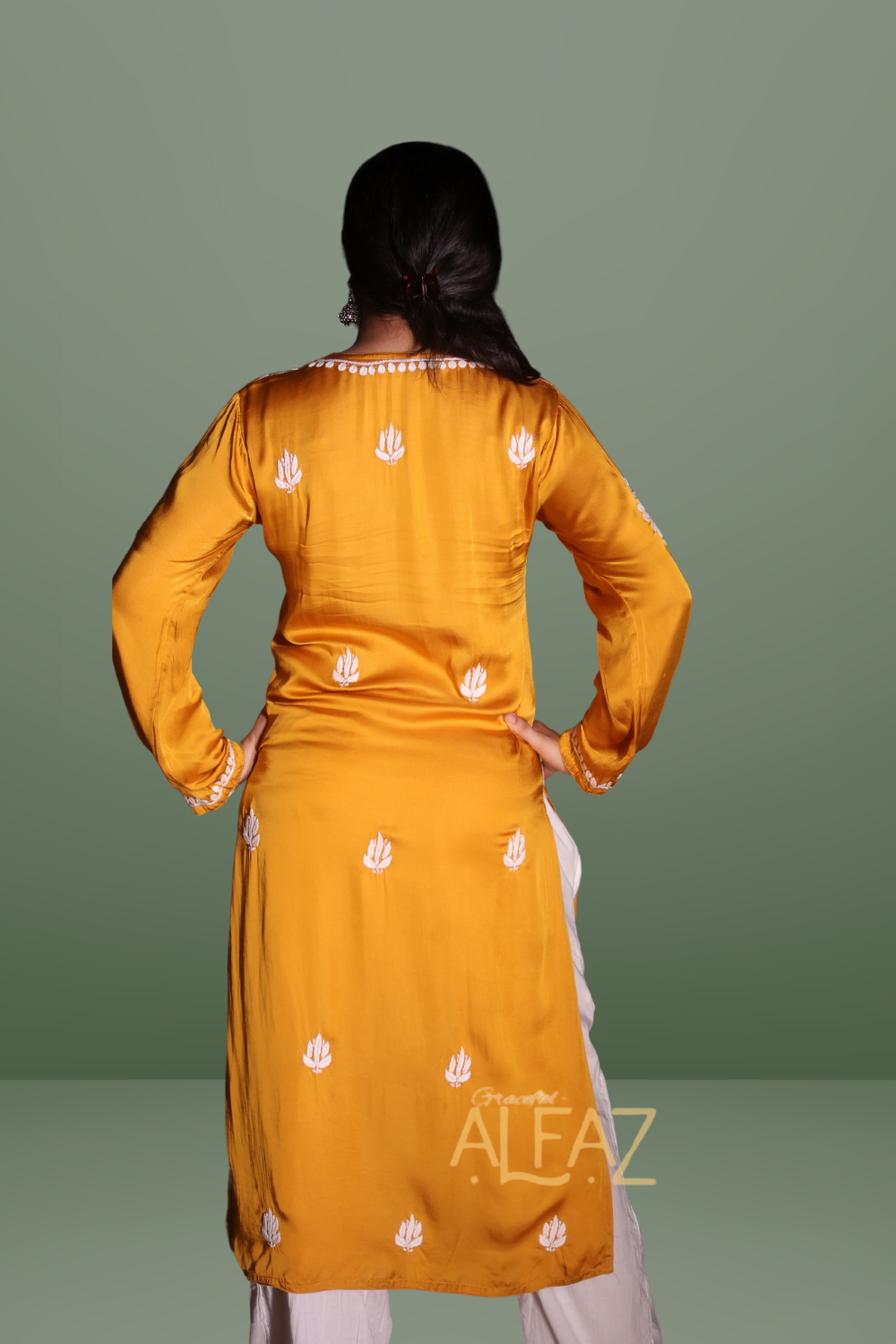 Classic Modal Chikan Kurti - Saida Modal Satin Collection